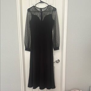Elegant Black Sheer Sleeve Dress